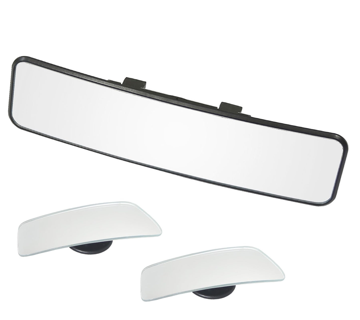 Rear View Mirror, Universal Interior Clip On Panoramic Rearview Mirror to Reduce Blind Spot Effectively – Wide Angle – Convex – For Cars, SUV, Trucks (Bonus 2 PCS Long Blind Spot Mirrors)