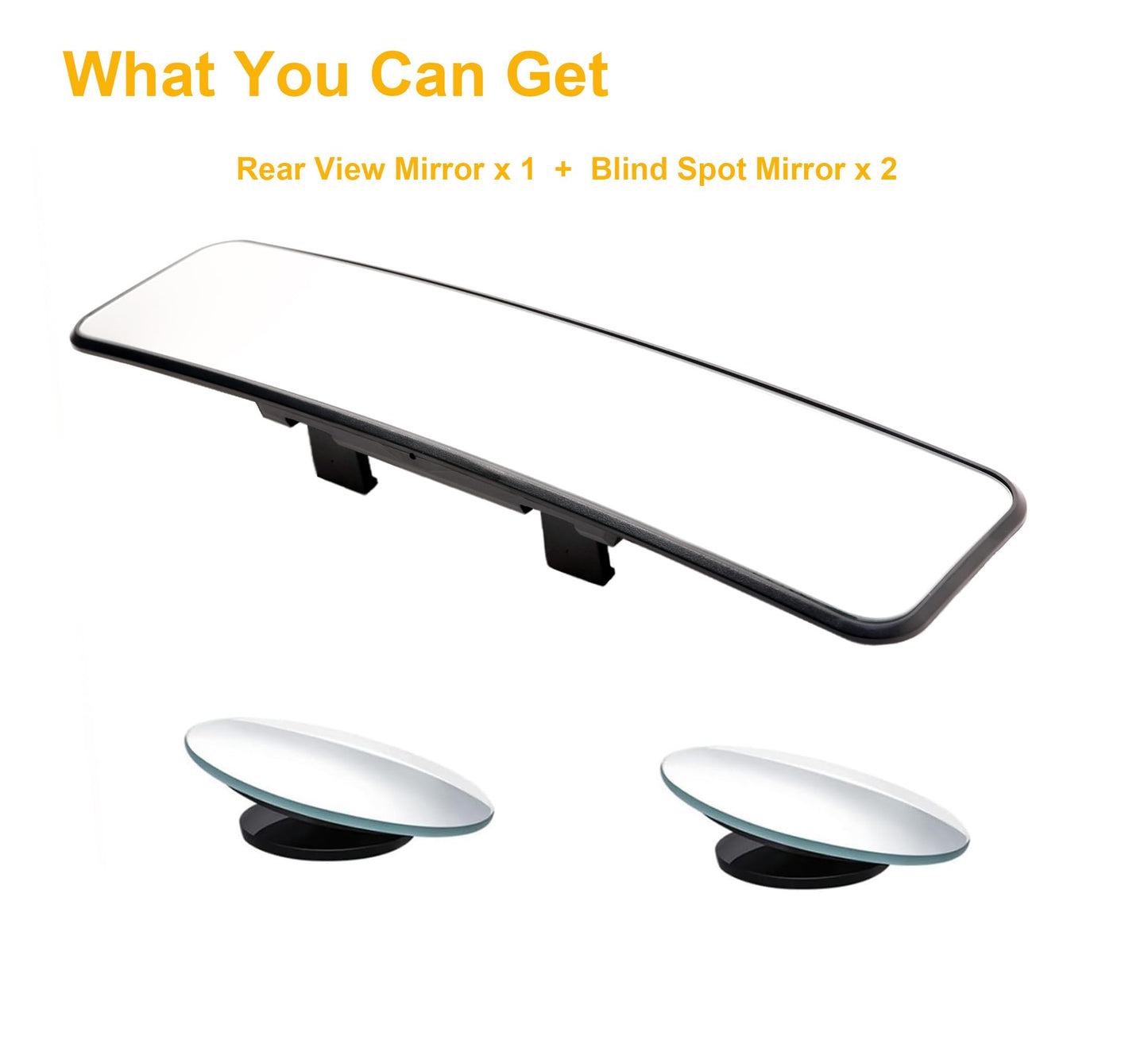 Kitbest Rear View Mirror, Universal Interior Clip On Panoramic Rearview Mirror to Reduce Blind Spot Effectively – Wide Angle – Convex – For Cars, SUV, Trucks (Bonus 2 PCS Blind Spot Mirrors)