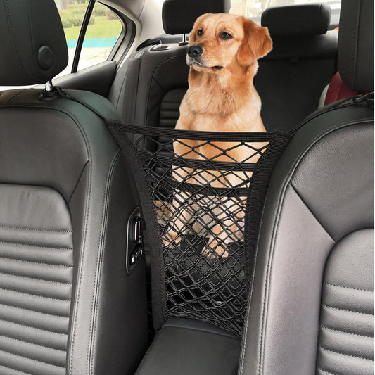 3-Layer Car Mesh Organizer, Purse Holder for Car, Net Pocket Handbag Holder Between Seats, Car Storage Organizer for Bag, Dog Car Barrier, Driver Storage Netting Pouch for Children and Pets