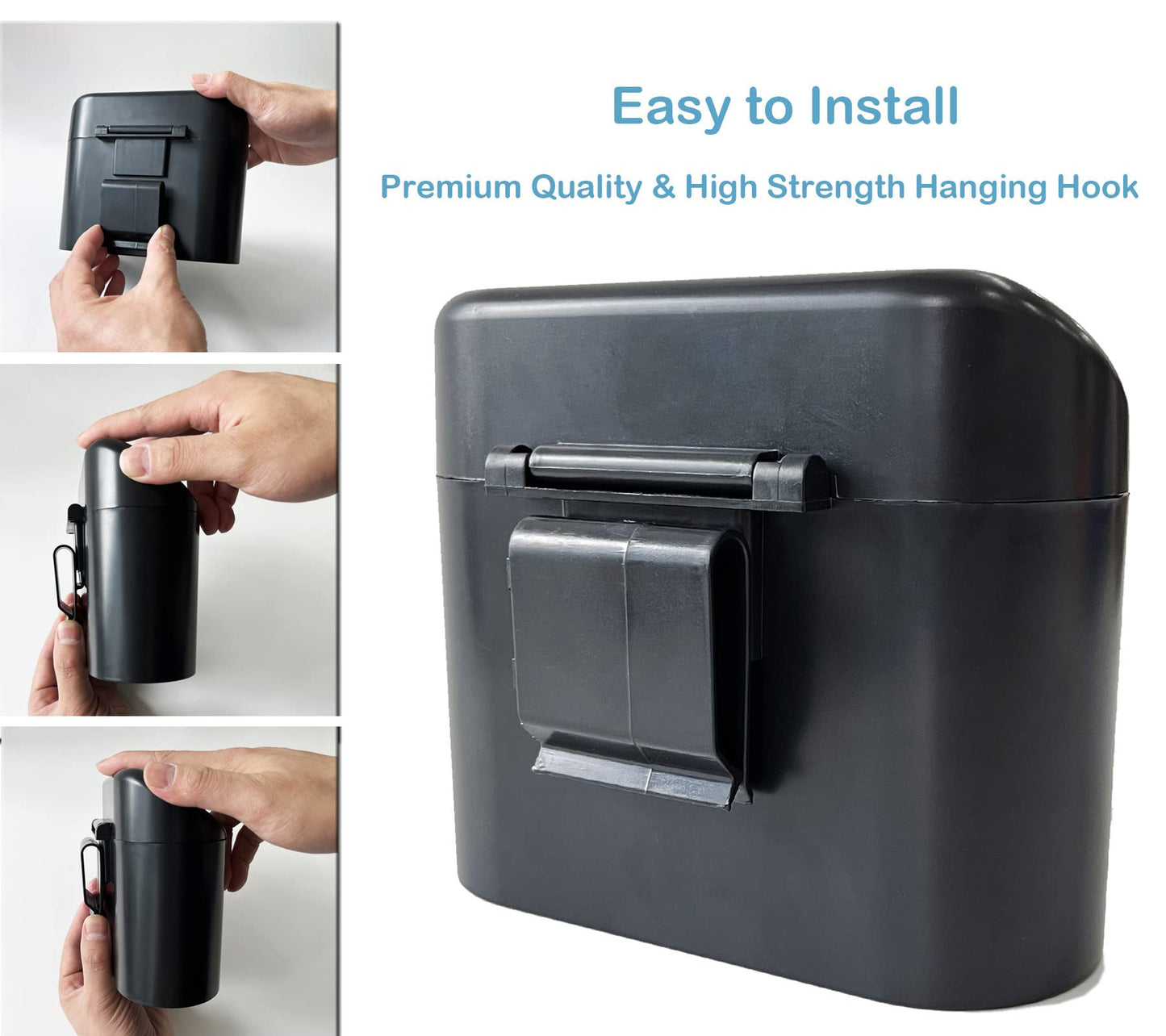 Kitbest Car Bin, Car Trash Can with Lid 60 pcs Trash Bags, Mini Small Car Rubbish Garbage Bins for Front and Back of Car, Portable Cute Car Accessories for Storage and Organization, Waterproof, Black