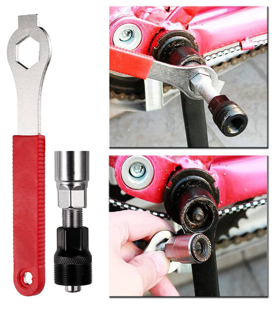 Bike Crank Extractor, Arm Remover and Bottom Bracket Remover with 16mm Spanner/Wrench, Bike Repair Tool, Bike Multi Tool, Professional Emergency Bicycle Repair Kit