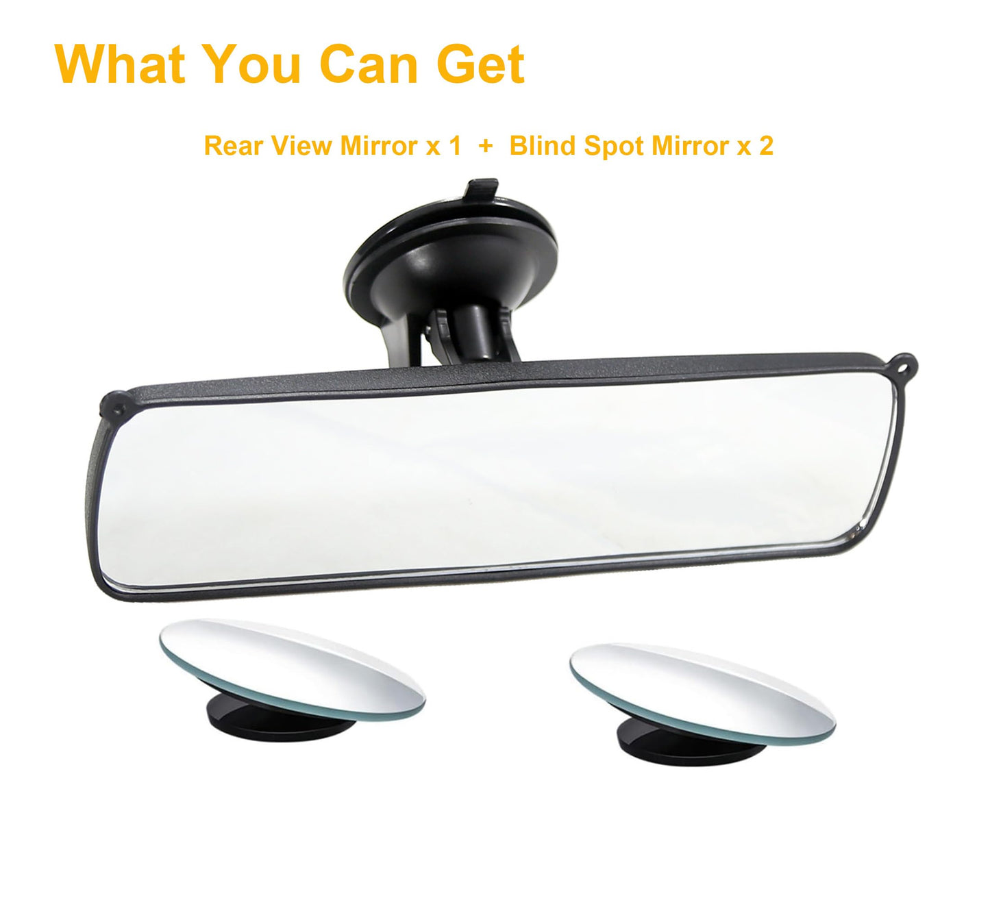 Rear View Mirror, KITBEST Universal Rearview Mirror, Car Interior Rear View Mirror with Adjustable Suction Cup, Car Inside Mirror for SUV, Vans, Trucks (Bonus 2 PCS Blind Spot Mirrors)