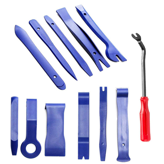 Kitbest Trim Removal Tool, 12Pcs Auto Panel Removal Tool Car Interior Trim Kit Fastener Rivet Remover Plastic Pry Tool for Automotive Radio Stereo Dash, Upholstery Toolkit