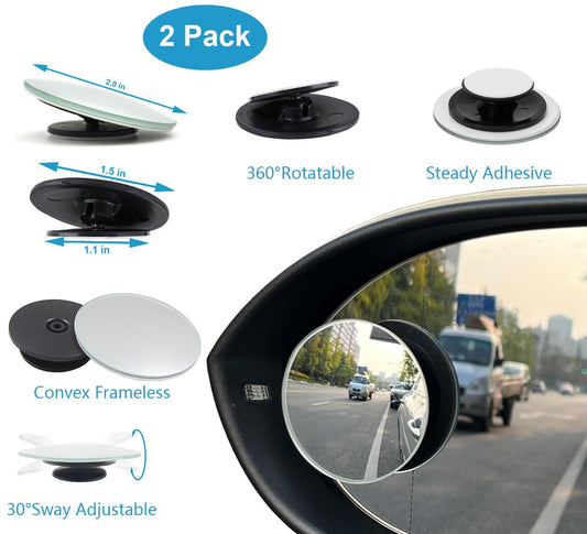 Rear View Mirror, KITBEST Universal Rearview Mirror, Car Interior Rear View Mirror with Adjustable Suction Cup, Car Inside Mirror for SUV, Vans, Trucks (Bonus 2 PCS Blind Spot Mirrors)