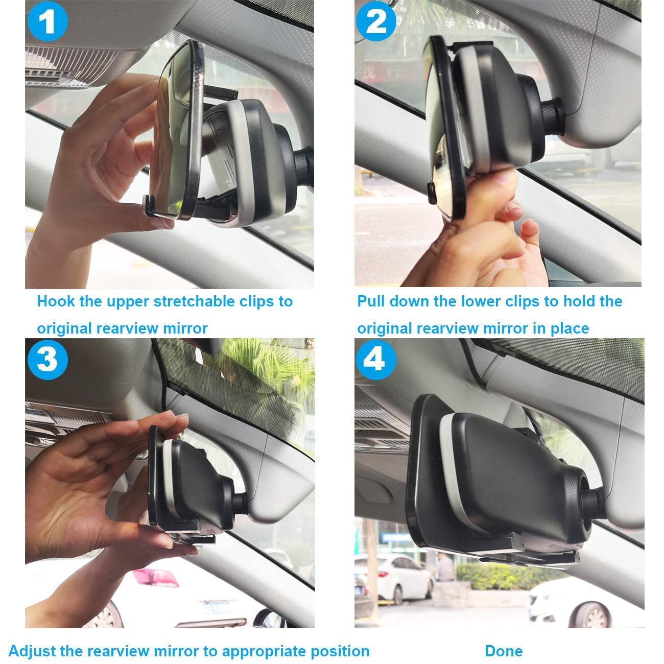 KITBEST Anti Glare Rear View Mirror and Car Mesh Organizer