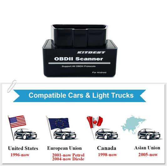 OBD2 Scanner Bluetooth for Android, Mini OBD2 Scanner Car Diagnostic Tool OBDII Auto Check Engine Light Code Reader