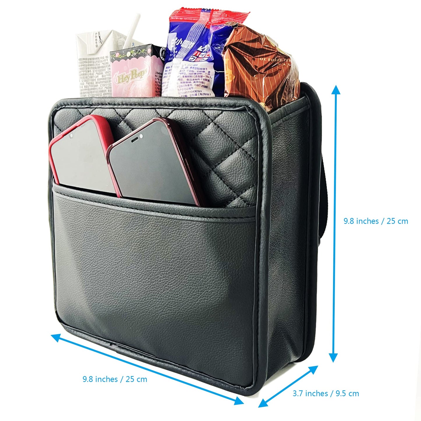 Kitbest Car Trash Can, Portable Garbage Bin, Collapsible Pop-up Water Proof Bag for Car, Waterproof Waste Basket Bin, Leather Trash Car Rubbish Bin (1 Pack, Black)