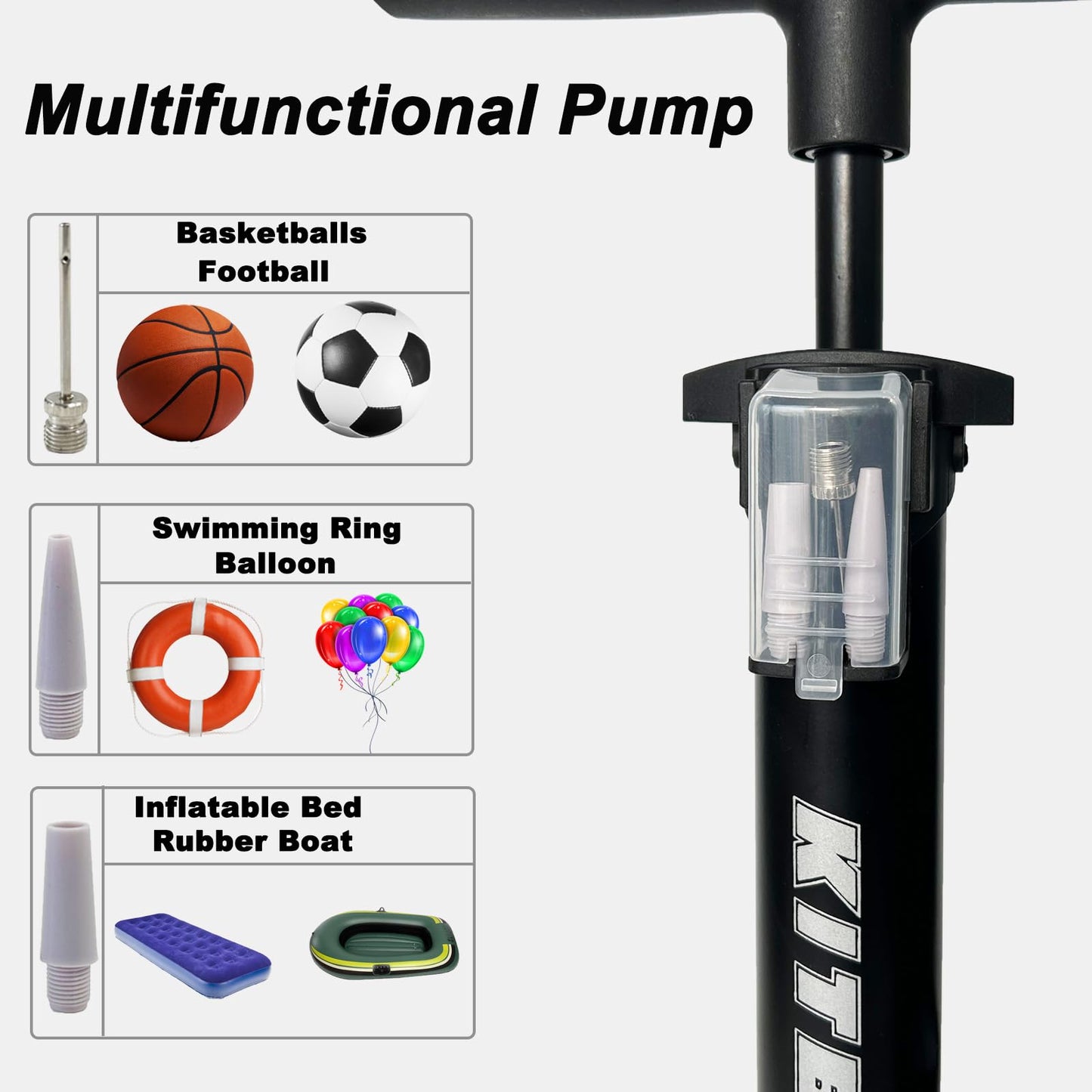 Bike Pump Portable, Compatible with Presta and Schrader Valve，Ball Pump Inflator Bicycle Floor Pump with High Pressure, Bike Tire Pump