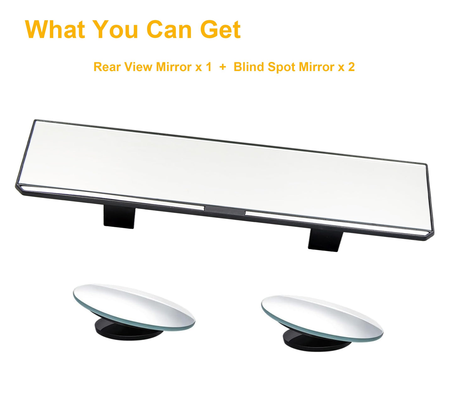 Kitbest Rear View Mirror, Interior Clip On Panoramic Rearview Mirror to Reduce Blind Spot Effectively – Universal Wide Angle Car Mirror – Flat – For Cars, SUV, Trucks (Bonus 2 PCS Blind Spot Mirrors)