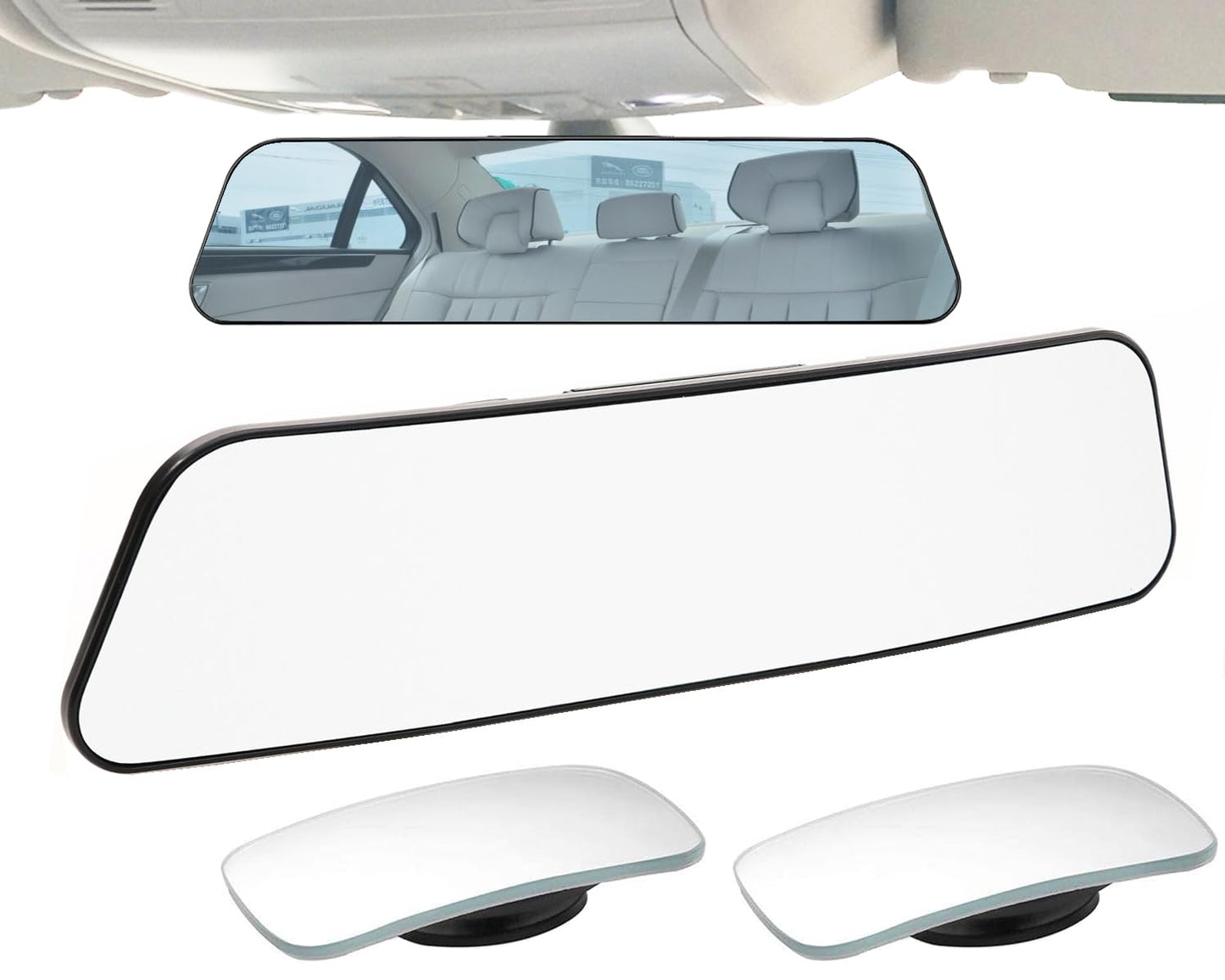 Rear View Mirror, Panoramic Rearview Mirror, Car Interior Clip-On Wide Angle Rear View Mirror to Reduce Blind Spot Effectively for Car SUV Trucks – Convex - (2 Pack Blind Spot Mirror - Square)