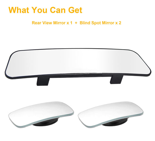 Rear View Mirror, Panoramic Rearview Mirror, Car Interior Clip-On Wide Angle Rear View Mirror to Reduce Blind Spot Effectively for Car SUV Trucks – Convex - (2 Pack Blind Spot Mirror - Square)