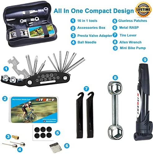 Bike Repair Bag, Bike All in One Multi Tool Set, Maintain Bike Repair Tool Kit Portable Bike Bag