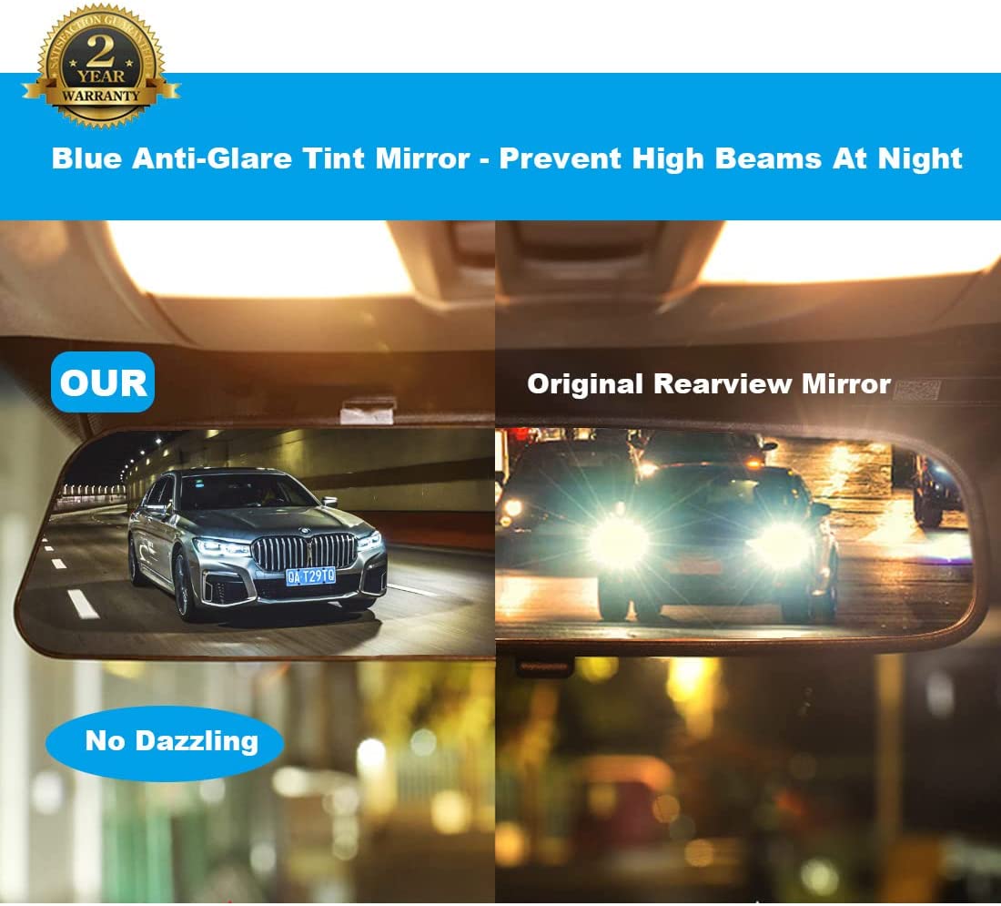 11.8 Inch Panoramic KITBEST Rearview Mirror, Clip-On - Wide Angle-Blue
