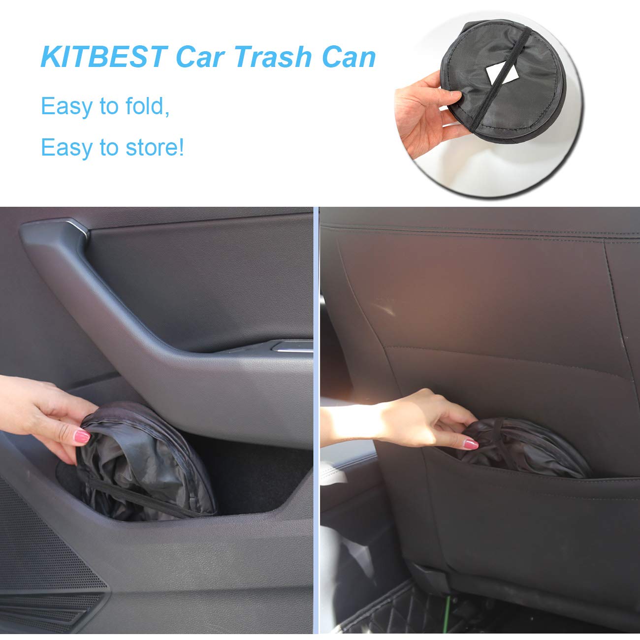 KITBEST Car Trash Can, Portable Garbage Bin, Collapsible Pop Up Trash Bag for Car [2 Pack]