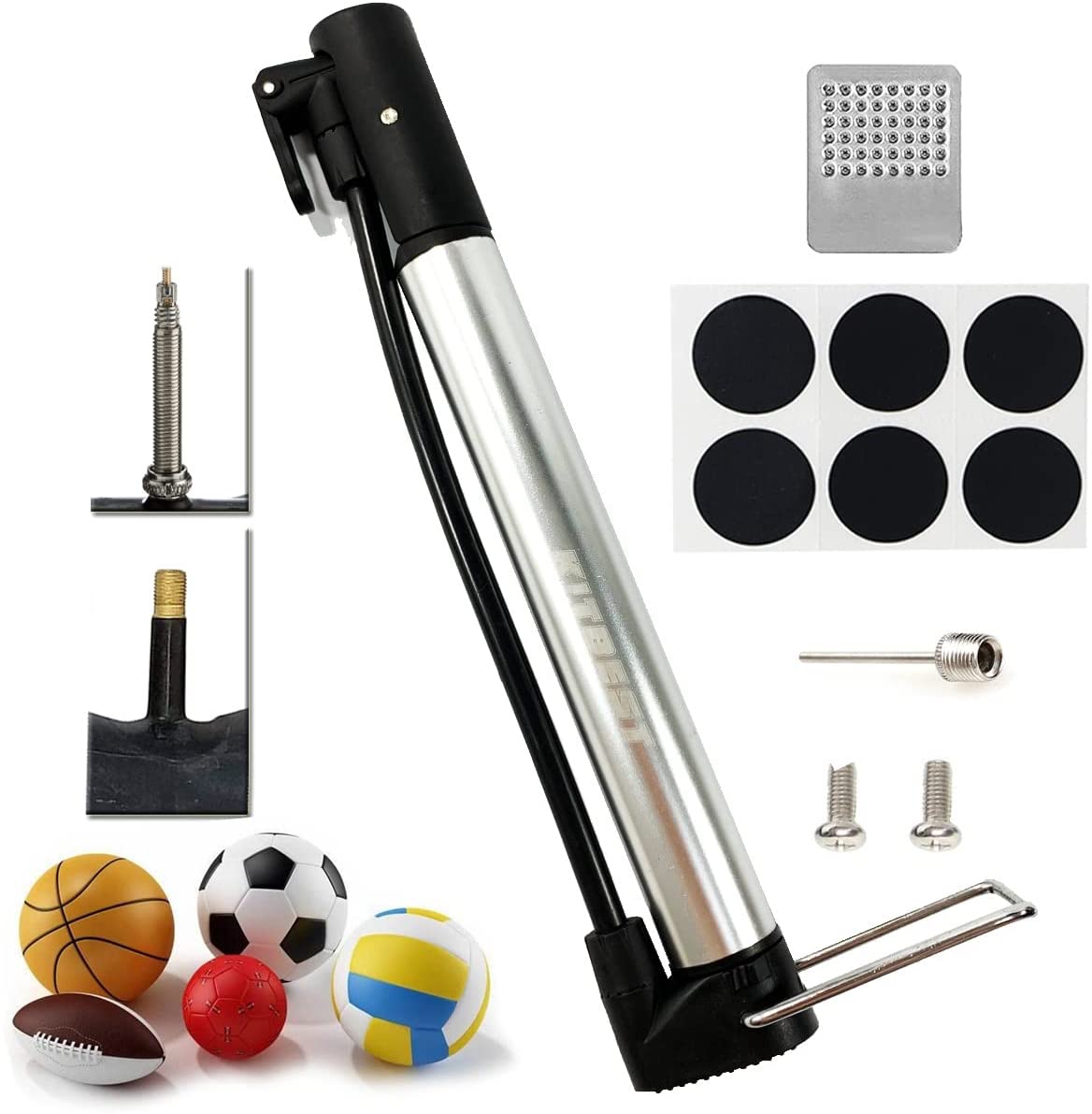 KITBEST Bike Pump, Ball Pump Inflator Bicycle Floor Pump with High Pressure,130 PSI Max