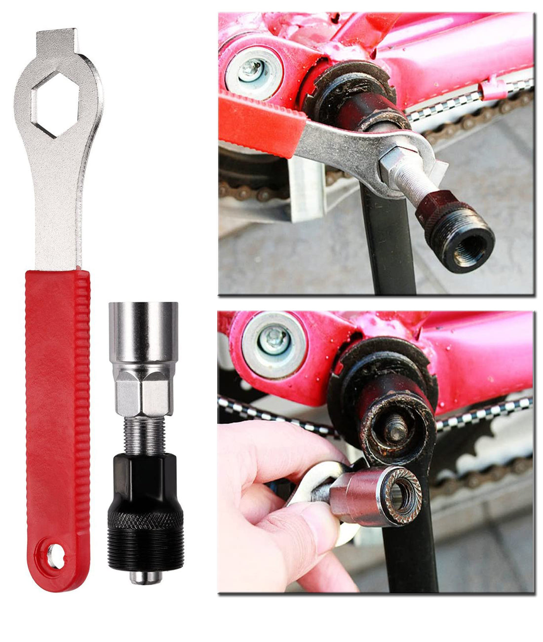 Bicycle Tool Kit Bike Crank Extractor Arm Remover and Bottom Bracket Remover with 16mm Spanner/Wrench