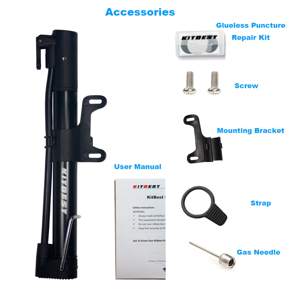 KITBEST Bike Pump, Ball Pump Inflator Bicycle Floor Pump with High Pressure,130 PSI Max