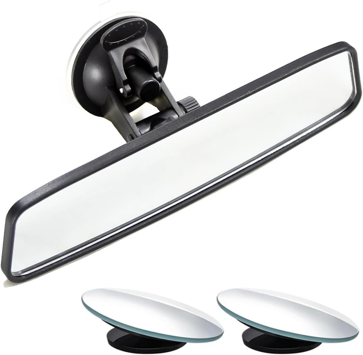KITBEST Rear View Mirror, Rearview Mirror with Suction Cup, Universal Car Interior Rear View Mirror (360 Degree Adjustable Angle), Wide Angle Car Mirror (Bonus 2 PCS Blind Spot Mirrors)
