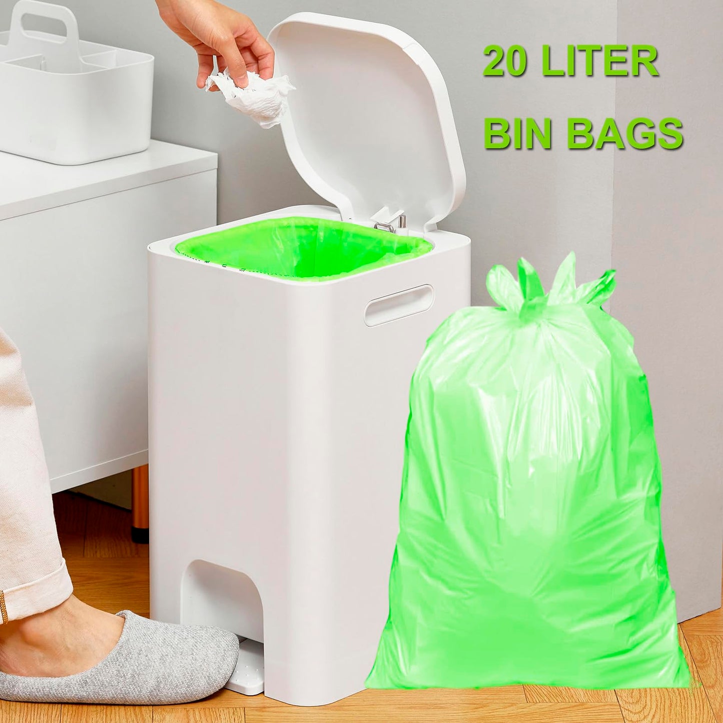 Biodegradable Bin Bags, 20 Litre x 120 Food Waste Bags Bin Liner Small, 20L/5.2 Gallon Compostable Compost Caddy Liners, 100% Recycled Degradable Rubbish Garbage Trash Bags for Kitchen Office, Green