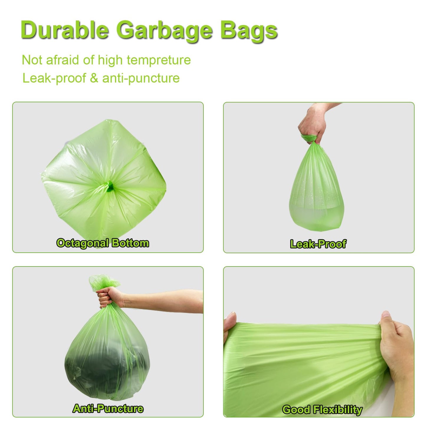Biodegradable Bin Bags, 20 Litre x 120 Food Waste Bags Bin Liner Small, 20L/5.2 Gallon Compostable Compost Caddy Liners, 100% Recycled Degradable Rubbish Garbage Trash Bags for Kitchen Office, Green