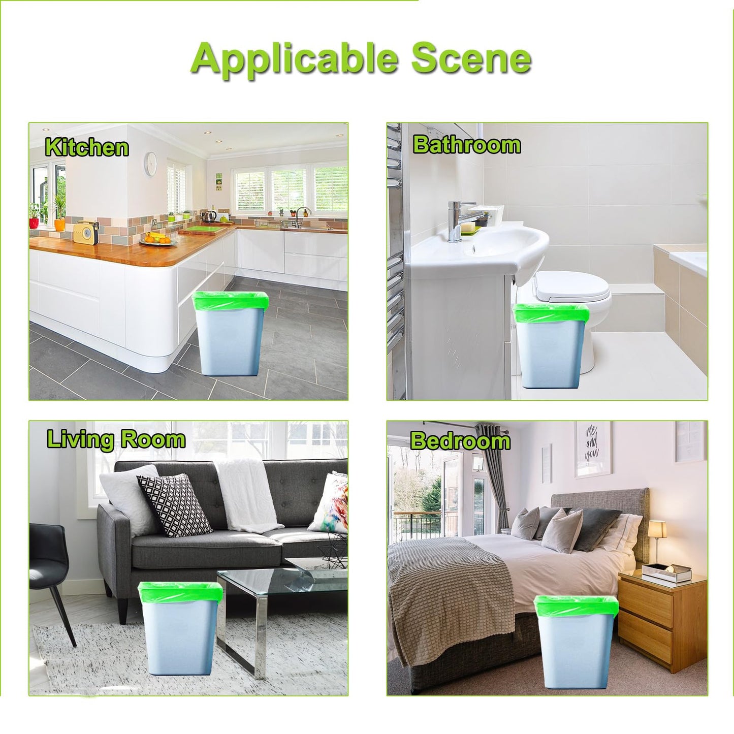 Biodegradable Bin Bags, 20 Litre x 120 Food Waste Bags Bin Liner Small, 20L/5.2 Gallon Compostable Compost Caddy Liners, 100% Recycled Degradable Rubbish Garbage Trash Bags for Kitchen Office, Green