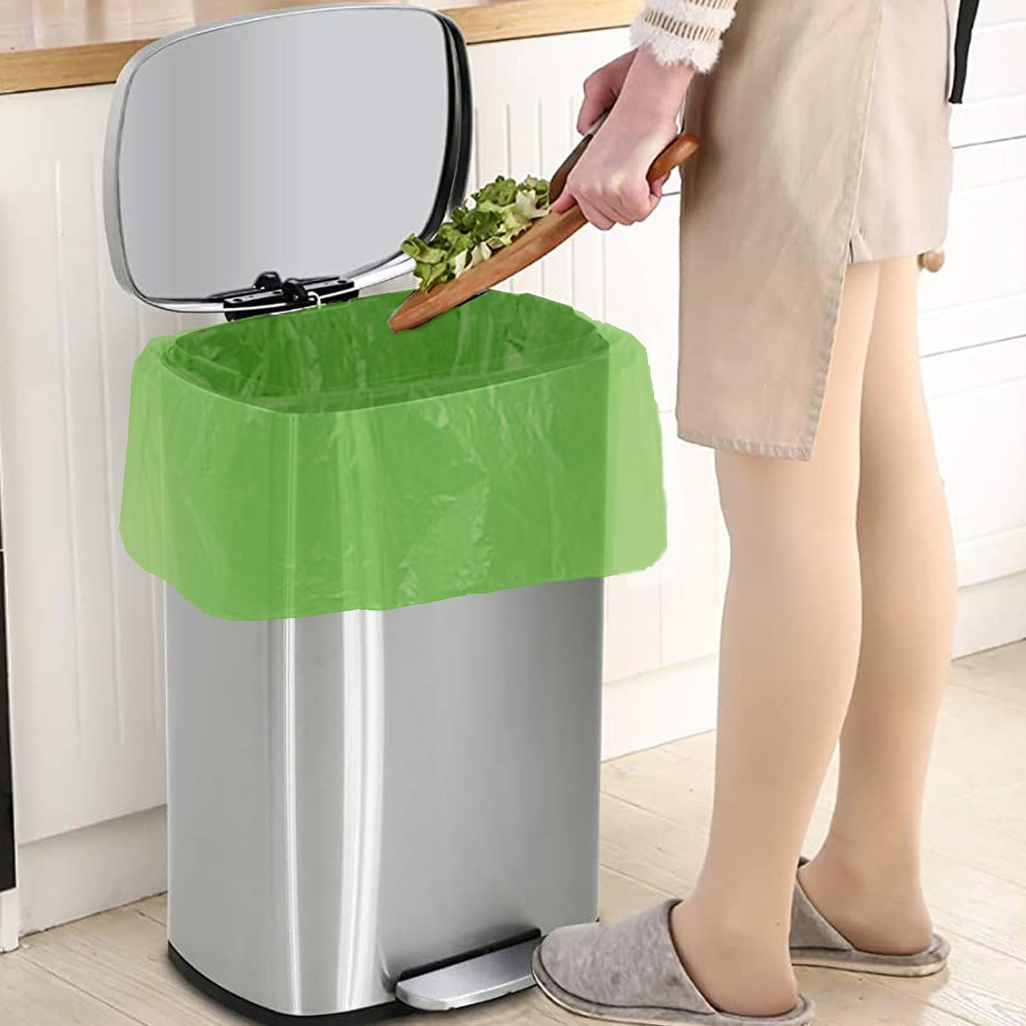 KITBEST Bin Liners, 50 Litre x 60 Biodegradable Food Waste Bags, 50L/13 Gallon Compost Large Bin Liner Compostable Rubbish Garbage Trash Bags for Kitchen Food Household, Green, 60 x 80cm