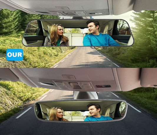 11.8 Inch KITBEST Panoramic Rearview Mirror, Clip-On Wide Angle – Convex - Clear, for Car SUV Trucks